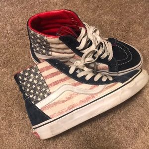 American Flag Vans Sk8 Hi - Women’s 6